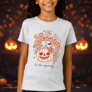 Roze Pompoen Halloween Retro Hippie naam meisjes' T-shirt
