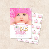 Roze Pompoen Herfst 1e Verjaardag Meisje Dank je Bedankkaart