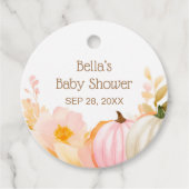 Roze Pompoen Herfst Baby shower Bedankjes Labels (Voorkant)