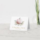 Roze Pompoen Herfst Baby Shower Bedankkaart (Voorkant)