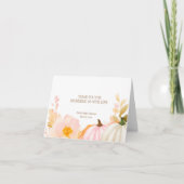 Roze Pompoen Herfst Baby shower Bedankkaart (Voorkant)