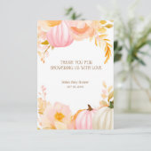Roze Pompoen Herfst Baby shower Bedankkaart (Staand voorkant)