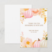 Roze Pompoen Herfst Baby shower Bedankkaart (Voorkant / Achterkant)