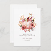 Roze Pompoen Herfst Baby shower Bedankkaart (Voorkant / Achterkant)