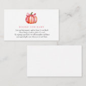 Roze pompoen | Herfst Baby shower | Boekaanvraag Informatiekaartje (Voorkant / Achterkant)