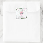Roze Pompoen Herfst Baby shower Bookplate Vierkante Sticker (Tas)