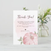 Roze pompoen Herfst Baby shower dank u kaart (Staand voorkant)