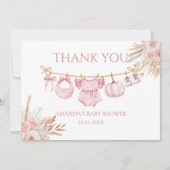 Roze Pompoen Herfst Baby shower Dank u kaart (Voorkant)