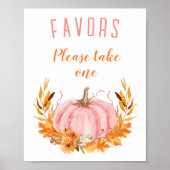 Roze Pompoen Herfst Baby shower Favorieten Sign Poster (Voorkant)