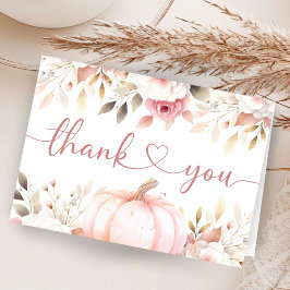 Roze pompoen Herfst Baby shower gevouwen dank u Bedankkaart