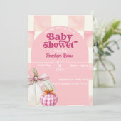 Roze pompoen Herfst Baby shower Halloween Kaart (Staand voorkant)