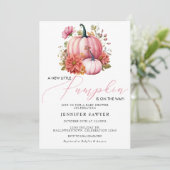 Roze pompoen | Herfst Baby shower Kaart (Staand voorkant)