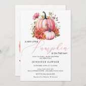 Roze pompoen | Herfst Baby shower Kaart (Voorkant / Achterkant)