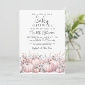 Roze Pompoen Herfst Baby Shower Kaart (Staand voorkant)