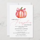 Roze pompoen | Herfst Baby shower Kaart (Voorkant)