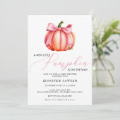Roze pompoen | Herfst Baby shower Kaart (Staand voorkant)