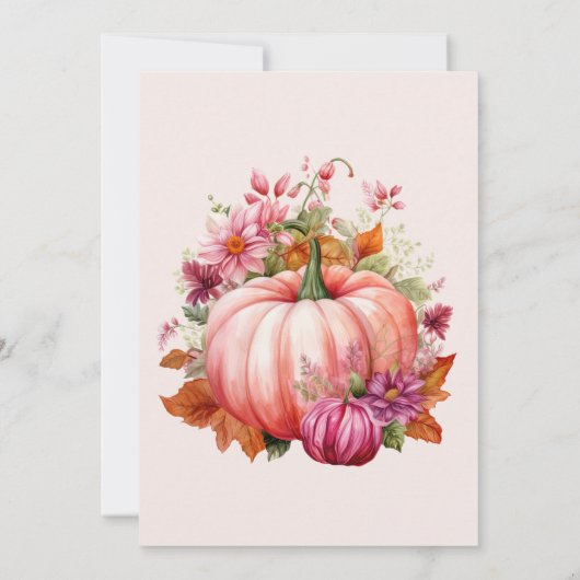Roze pompoen | Herfst Baby shower Kaart (Achterkant)