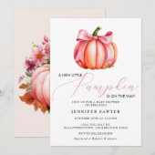 Roze pompoen | Herfst Baby shower Kaart (Voorkant / Achterkant)
