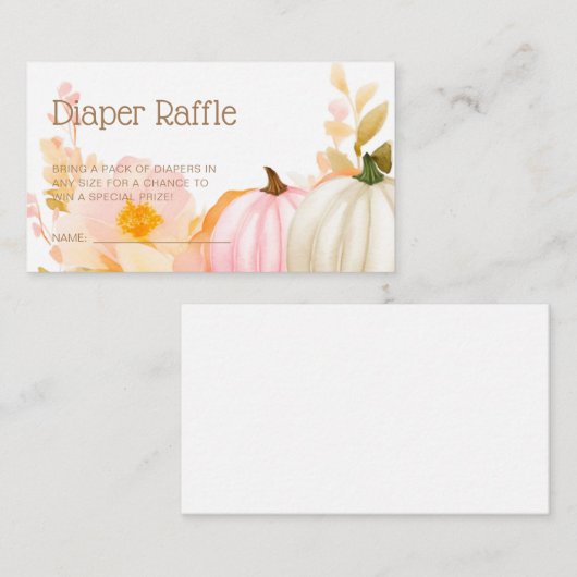 Roze Pompoen Herfst Baby shower Luier Raffle Informatiekaartje (Voorkant / Achterkant)