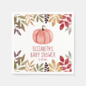 Roze Pompoen Herfst Baby shower Servet (Voorkant)