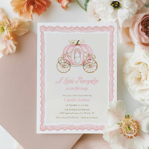 Roze Pompoen Herfst Baby Shower Uitnodiging