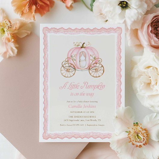 Roze Pompoen Herfst Baby Shower Uitnodiging