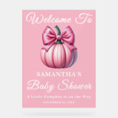 Roze pompoen Herfst Baby shower Welkom Acryl Bord (Voorkant)