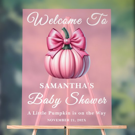 Roze pompoen Herfst Baby shower Welkom Acryl Bord (Neutraal)
