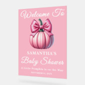 Roze pompoen Herfst Baby shower Welkom Acryl Bord (Hoek)