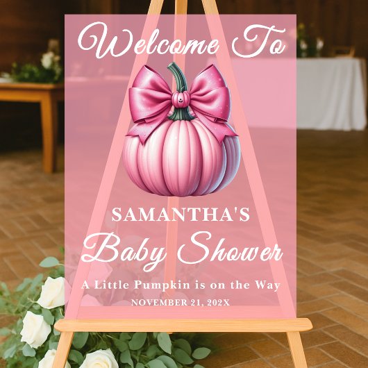 Roze pompoen Herfst Baby shower Welkom Acryl Bord