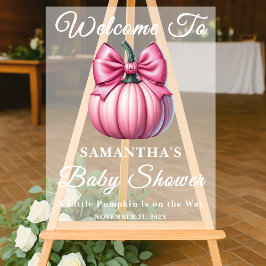 Roze pompoen Herfst Baby shower Welkom Frosted Acryl Bord