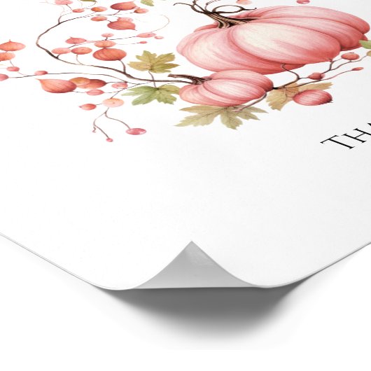 Roze Pompoen Herfst Berry Baby shower Kaarten en G Poster (Hoek)