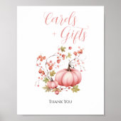 Roze Pompoen Herfst Berry Baby shower Kaarten en G Poster (Voorkant)