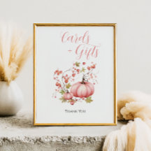 Roze Pompoen Herfst Berry Baby shower Kaarten en G