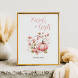 Roze Pompoen Herfst Berry Baby shower Kaarten en G Poster