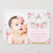  Roze Pompoen Herfst Bloemen Greenery Verjaardag Kaart (Voorkant)