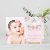  Roze Pompoen Herfst Bloemen Greenery Verjaardag Kaart (Staand voorkant)