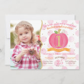 Roze pompoen Herfst eerste eerste uitnodiging van  (Voorkant)