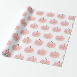 Roze Pompoen Herfst Goud LAYLA Naam Persoonlijk Cadeaupapier