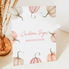 Roze pompoen Herfst Herfst Custom Party Reclamebord Met Voetstuk