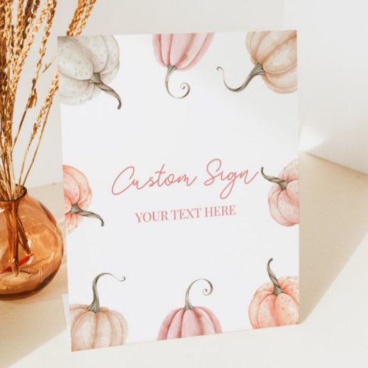 Roze pompoen Herfst Herfst Custom Party Reclamebord Met Voetstuk