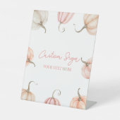 Roze pompoen Herfst Herfst Custom Party Reclamebord Met Voetstuk (Voorkant)