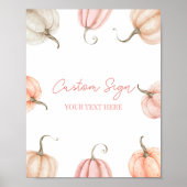 Roze Pompoen Herfst Herfst Custom Party Sign Poster (Voorkant)