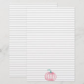 Roze Pompoen Herfst Herfst Porseleinen Doll Briefpapier (Voorkant / Achterkant)