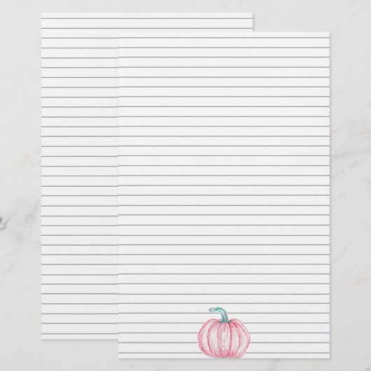 Roze Pompoen Herfst Herfst Porseleinen Doll Briefpapier (Voorkant / Achterkant)