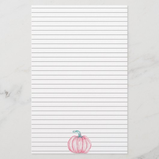 Roze Pompoen Herfst Herfst Porseleinen Doll Briefpapier (Voorkant)