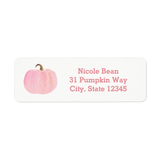 Roze Pompoen Herfst Herfst Rustiek Baby shower Etiket (Voorkant)