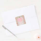 Roze Pompoen Herfst Herfst Rustiek Baby shower Vierkante Sticker (Envelop)