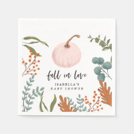 Roze pompoen Herfst in liefde Baby shower Servet