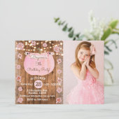 Roze Pompoen Herfst Landelijk VERJAARDAGSFOTO voor Kaart (Staand voorkant)